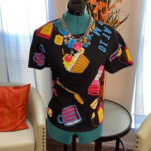 Zara | Over Sized Short Sleeve Cropped Graphic Print T-Shirt